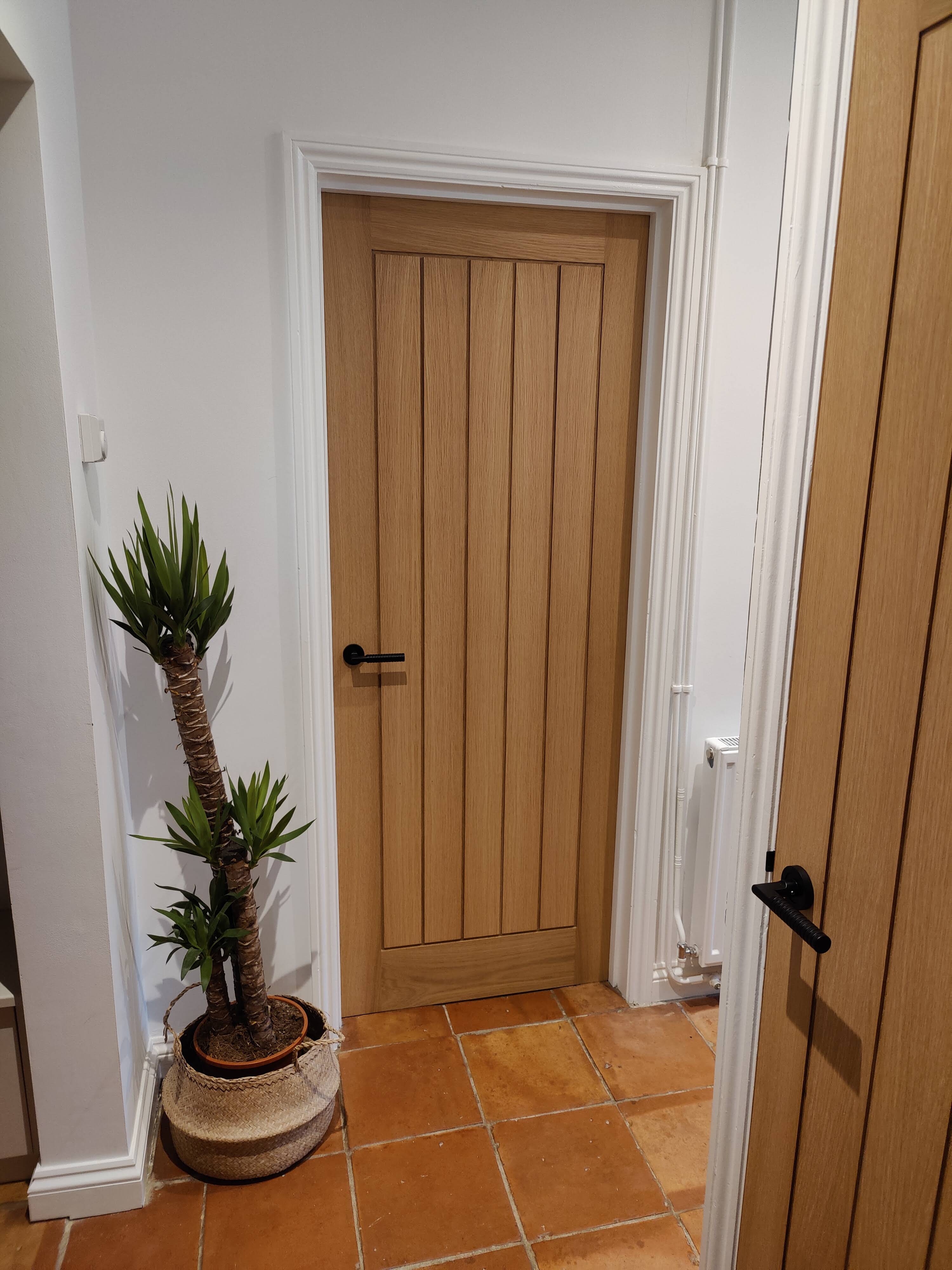 Oak veneer doors hung